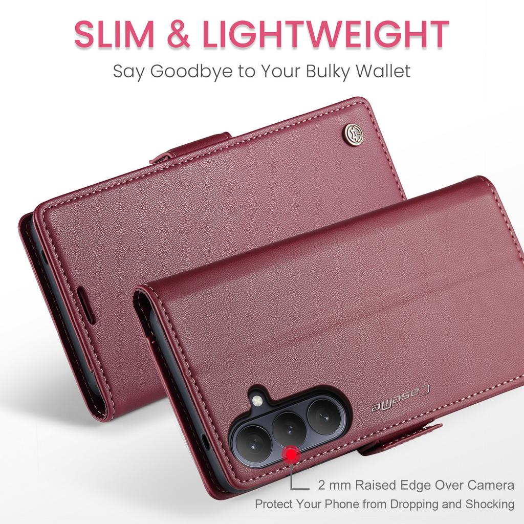 For Samsung Galaxy A57 5G Case CASEME 023 Series RFID Blocking Wallet Stand Glossy Litchi Texture Leather Phone Cover