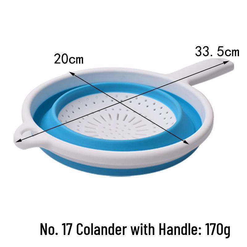 Thickened Collapsible Kitchen Colander with Handle - Multifunctional Wash & Fruit Basket