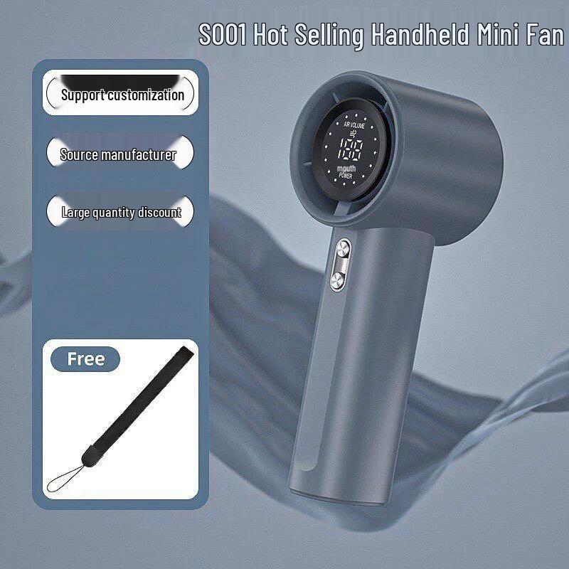USB Rechargeable S001 Handheld Mini Fan: 100-Speed Digital Display, Powerful Turbo