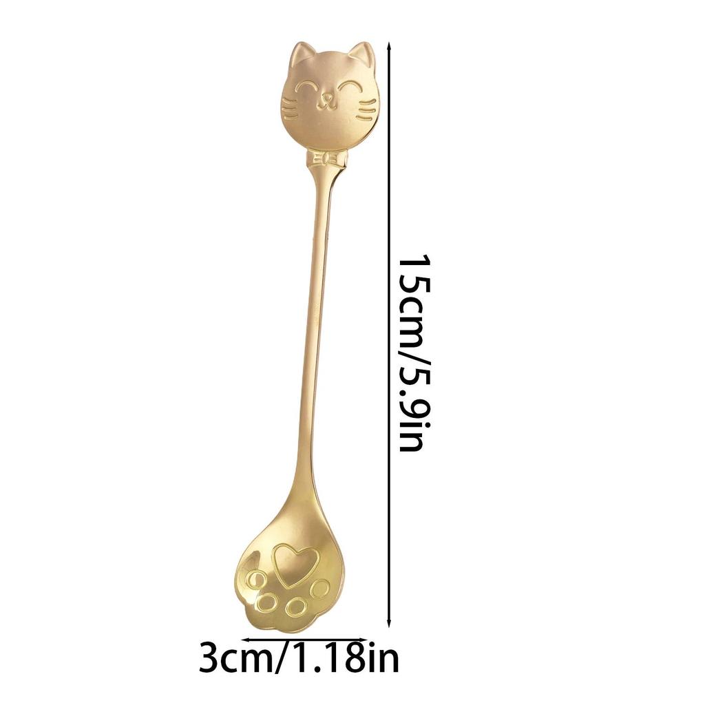 Stainless Steel Cat Claw Coffee Spoon Small Stirring Spoons Ice Cream Cake Dessert Teaspoon Scoops Tableware Kitchen Tools