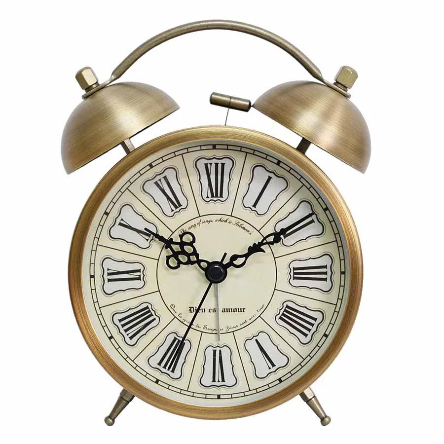 New Creative Metal Alarm Clock with Small Night Light Mechanical Alarm Clock Fashion Personality Student Bedside Bell