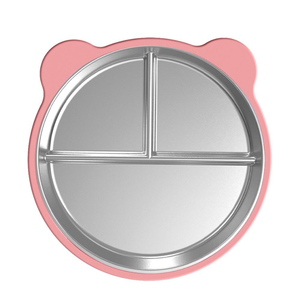 Premium Stainless Steel Cute Toddler Divided Plates Non Slip Removable Sleeves Snack Dishes Unbreakable BPA-Free Plate Home