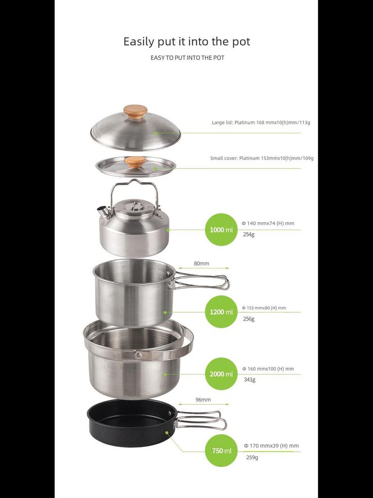 CLS 1L Ultra-Light Stainless Steel Camping Kettle – Portable Outdoor Teapot & Coffee Pot