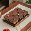 Ru Han Walnut Wood & Hammered Glass Serving Plate