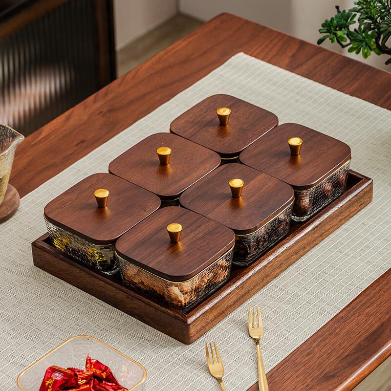 Ru Han Walnut Wood & Hammered Glass Serving Plate