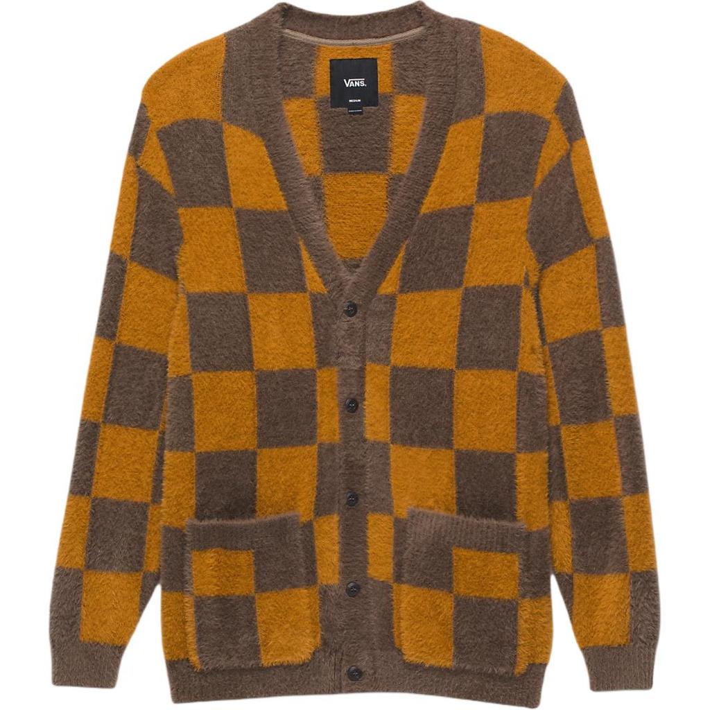 Vans Canfield Checkerboard V-Neck Loose Fit Comfortable Long Sleeve Shirt Unisex Shirts Brown VN000HE0DAM