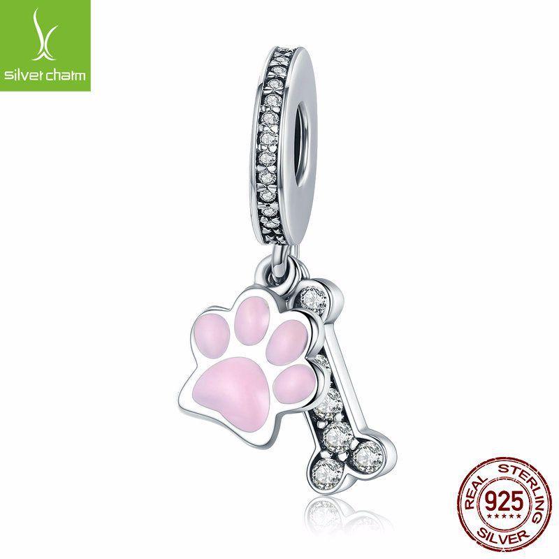 S925 Sterling Silver Cute Pet Paw Print Beads Collection Picture, Trendy Fashion Animal Diy Jewelry Accessories