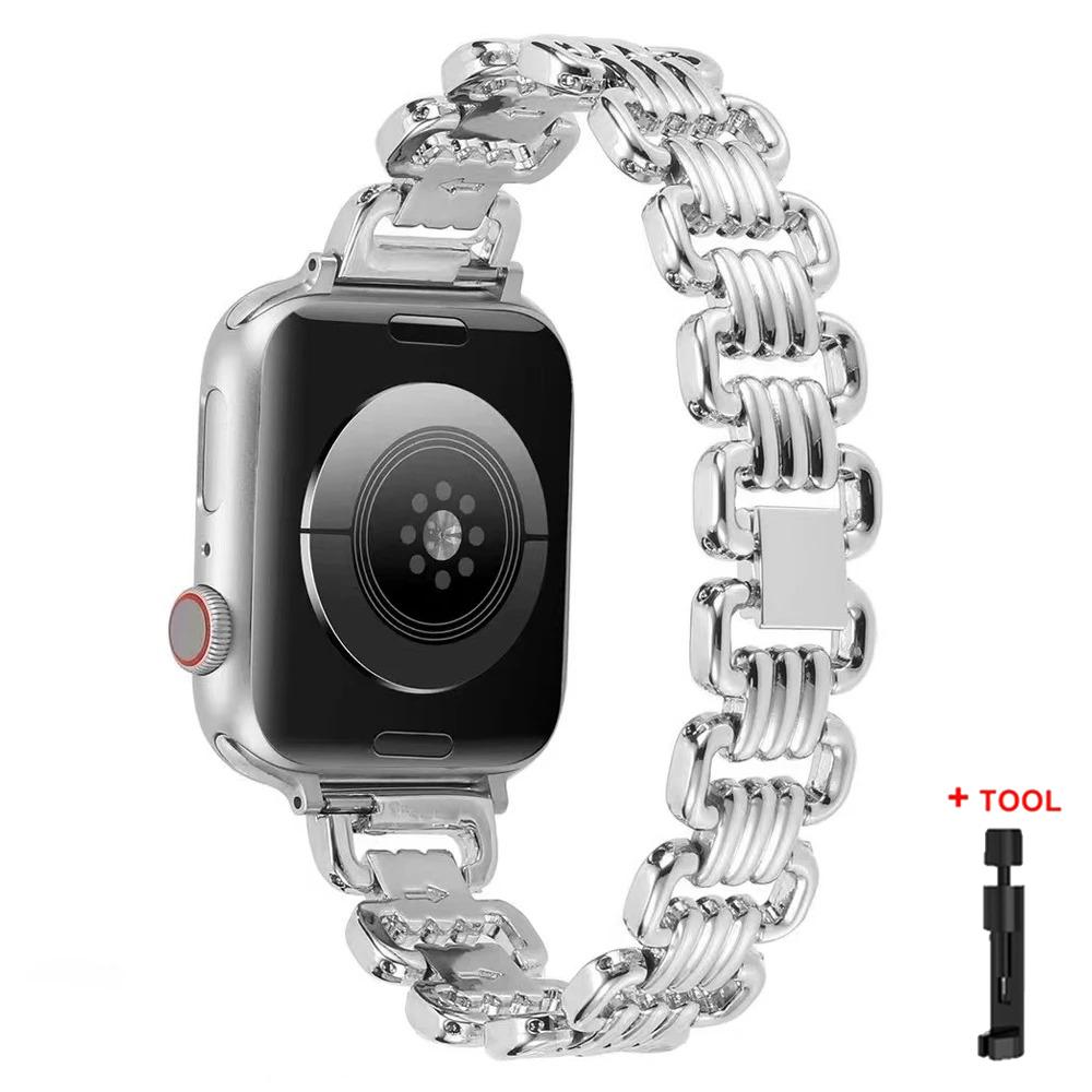 Luxury Chain Strap for Apple Watch Band Series 10 9 8 7 6 5 4 3 2 Se Metal Bracelet IWatch Ultra 49mm 46mm 42mm 44mm 38mm 40mm