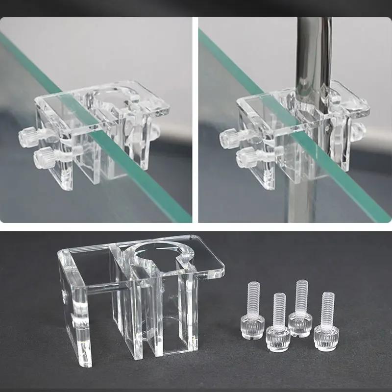 Acrylic Water Pipe Clamps Aquarium Fish Tank Glass Pipe Inlet Outlet Holder Fixed Clamps Plant Accessories Clip Lily Parts