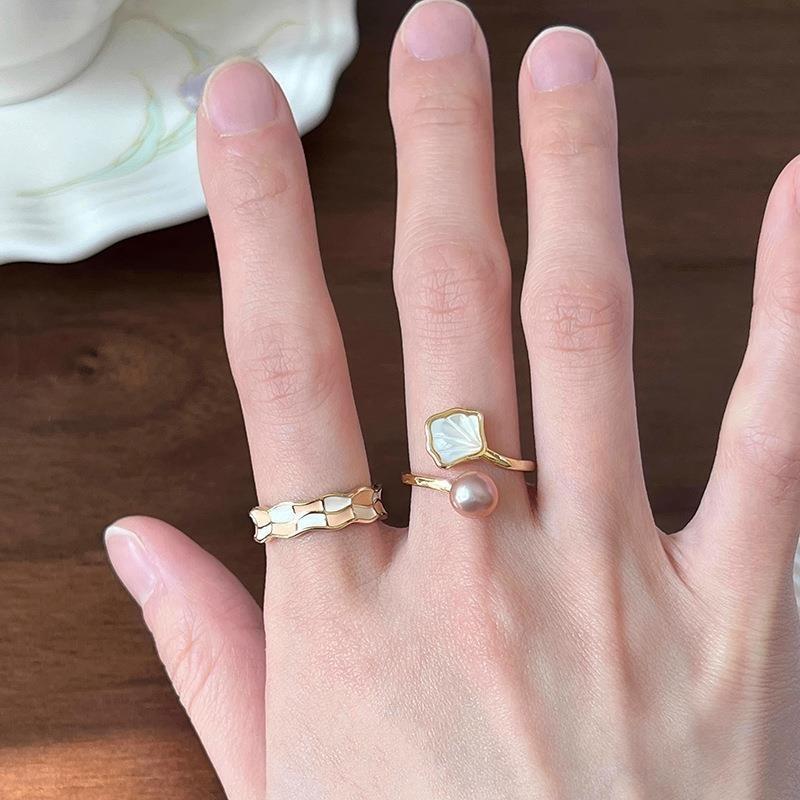 Elegant Adjustable Pearl Ring For Women Unique Design Highend Fashion Jewelry Statement