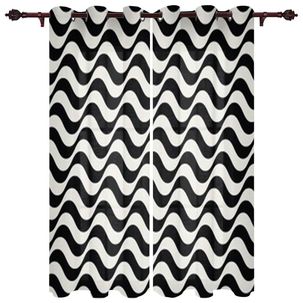Abstraktní geometrický černobílý okenní závěs pro dětský pokoj, domácí žaluzie, závěsy do obývacího pokoje, ložnice, okenní závěsy