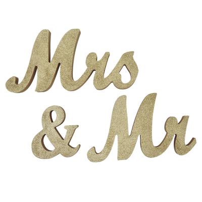 Mr Mrs Sign Wedding Table Decorations English Letter Ornament Props for Festival Anniversary PartyGold