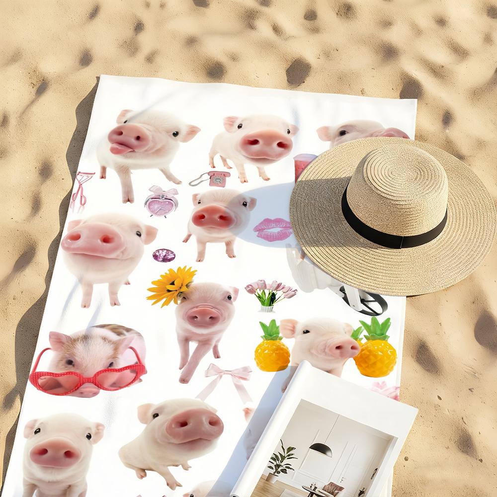 Cute Pig Towel For Swim Yoga Gym Quick Drying Soft and skin-friendly Beach Towels All-Season