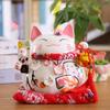 8 Inch Ceramic Maneki Neko Abacus Design Lucky Fortune Cat Money Box Figurine Feng Shui Zen Decoration Ornament Coin Bank