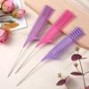 3 Pieces Foiling Comb for Highlighting, 3 Piece Colorful Rat Tail Comb Highlight Weaving Combs for Highlighting Metal Long Steel Pin Hair Dye Combs