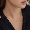 Vin14K Gold Plated Dainty Green Rectangle Cubic Zirconia Necklace Thin Snake Chain Minimalist Daily Choker Neck Jewelry for Women