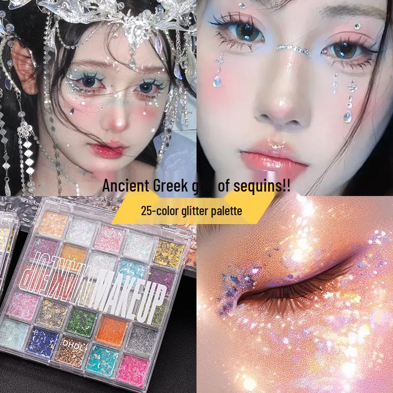 Crystal Glitter Sequin Eye Makeup Palette - Ultra Shiny, Four-Color Gel for Stage & Show.