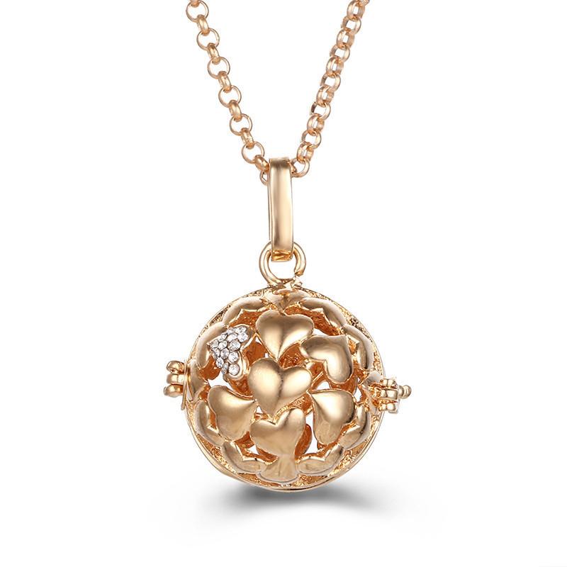 Popular Multi Styles Hollow Vintage Necklace Jewelry Music Ball Pregnancy Bell Necklace Aroma Essential Oil Locket Pendant