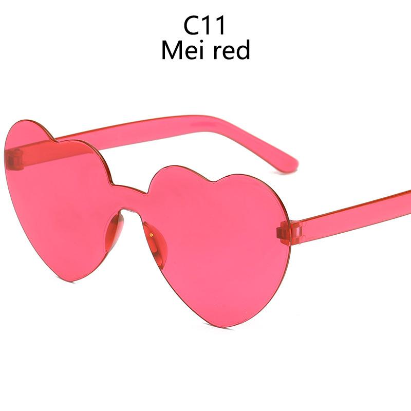 Love Heart Sunglasses Jelly Color Rimless Frame Dazzling Colorful Tint Clear Lens Eyewear Fashion Sun Glasses