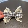 Spring New Sweet Handmade Children's Hair Clip Fabric Lace Plaid Bow Girl's Bangs Hairpin Headwear