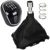 Ford Focus Mk3 FL 14-18 Gear Shift Knob BLACK ECO LEATHER + BLACK + Gaiter with Frame 6 SPEEDS
