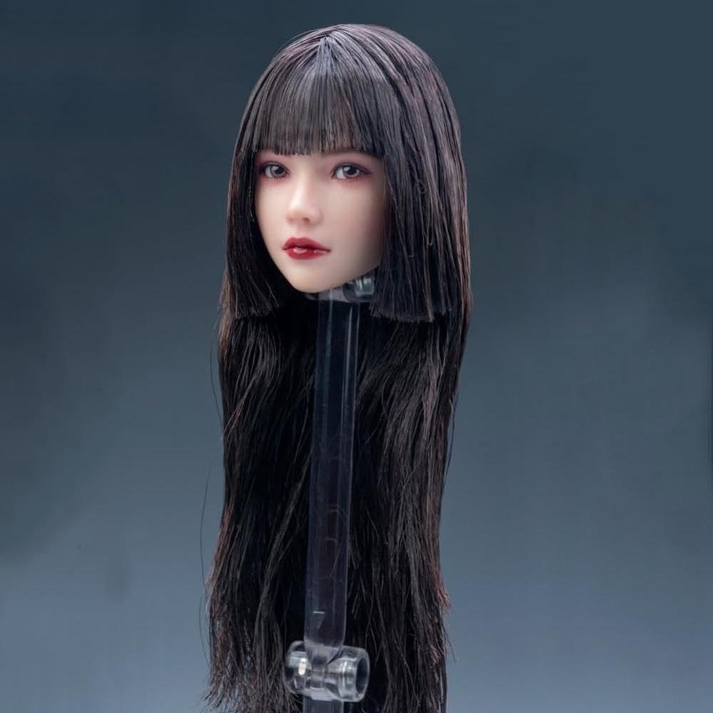 Fremego 1/6 Scale Female Head Sculpt Beauty Girl Hair Implant Carving 12-inch Action Figure Princess Hair Collection