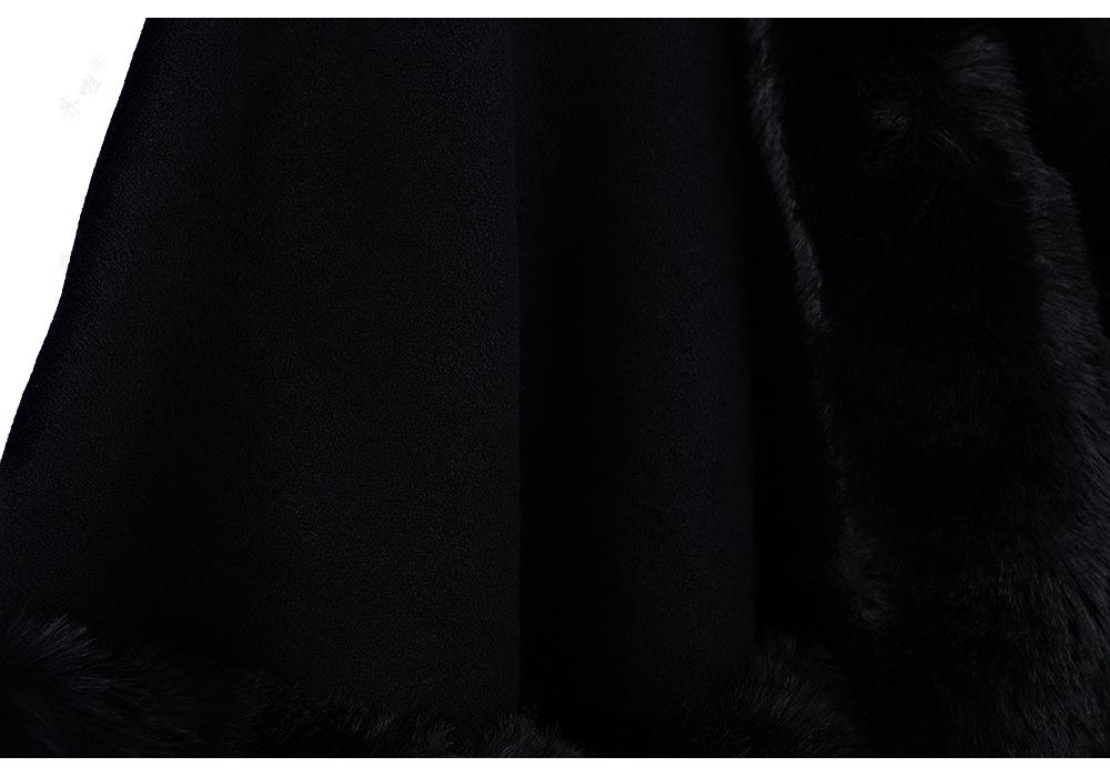 Elegant Faux Mink Woolen Cape Shawl: Plus Size Knit Cardigan Coat for Women