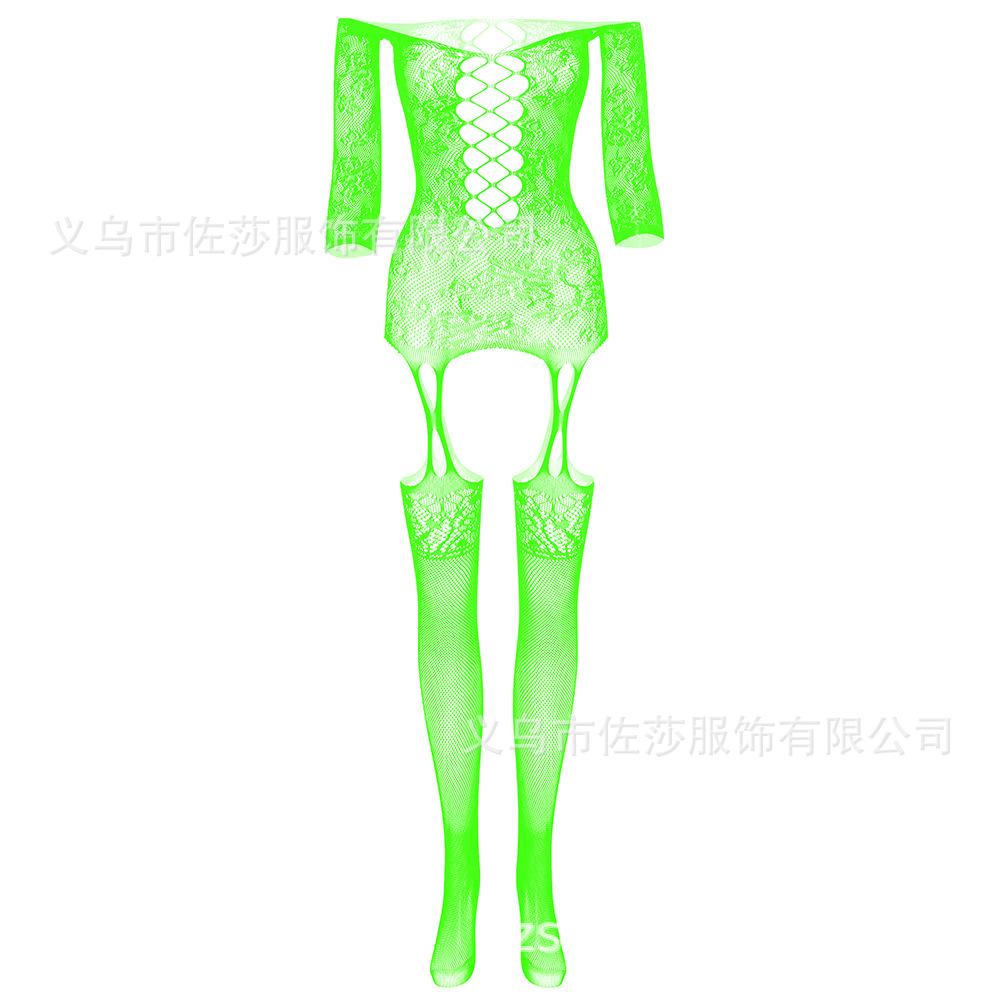 Milk leakage underwear transparent hollow pajamas one-piece socks mesh skirt seamless mesh temptation