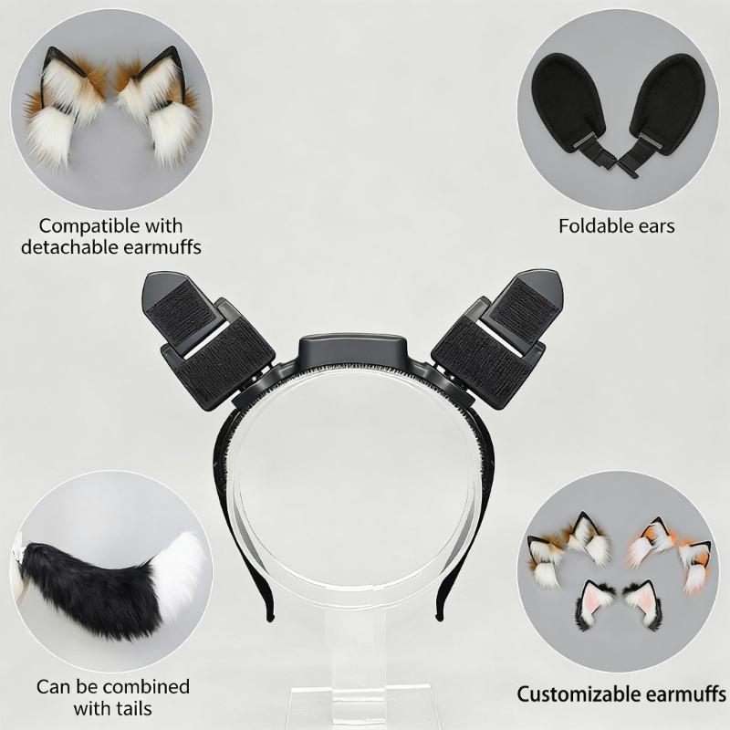 Electric Cats Foxes Ears Hairhoop Headwear Movable Animal Ears Headbands Halloween Christmas Cosplay Costume Accessory