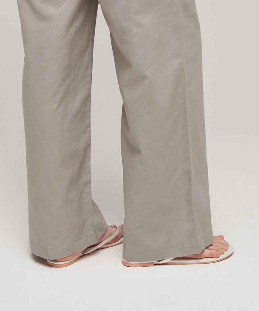 MUSINSA STANDARD WOMAN Women'S Cotton Linen Wide Elastic Waist Pants [Beige]