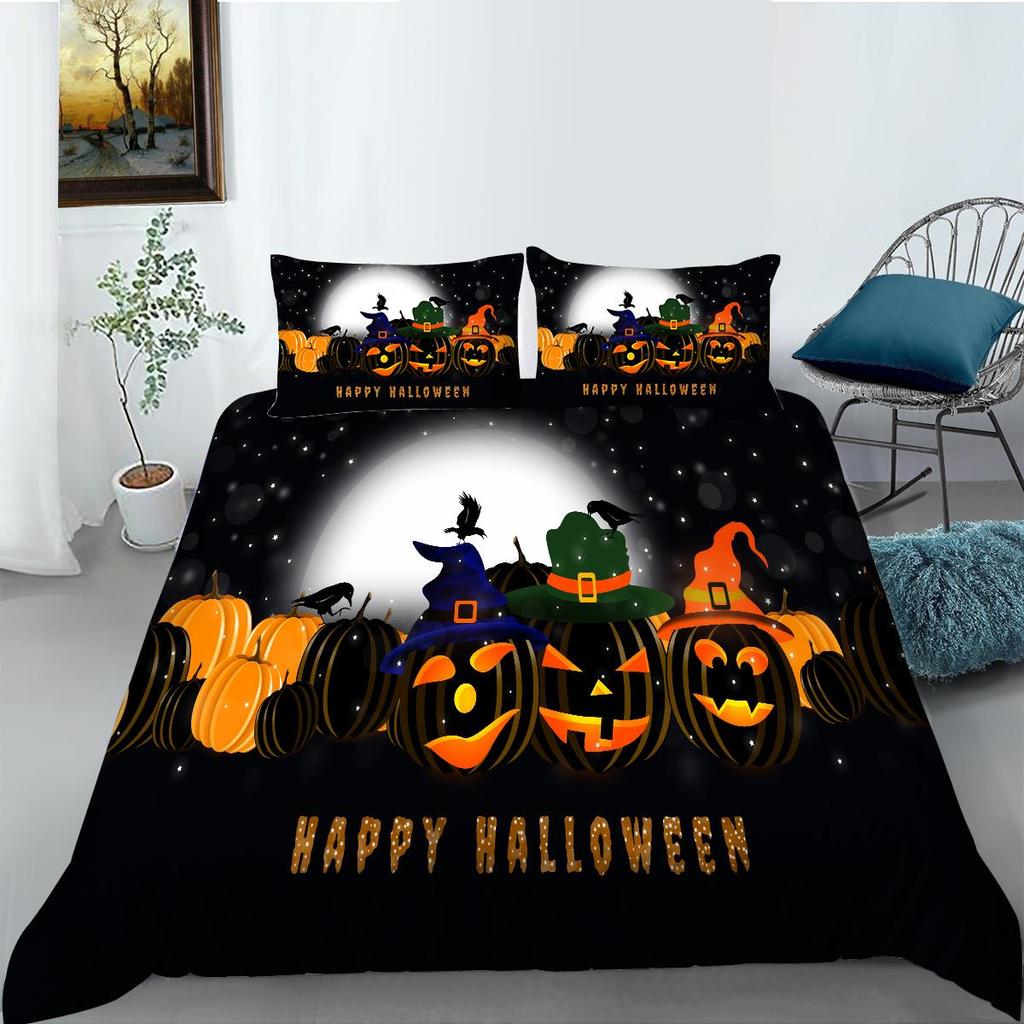 Set de husă de pilota cu imprimare 3D de Halloween cu fată de pernă Textile de casă Set de lenjerie de pat pentru copii Seturi de pat de o singură dimensiune