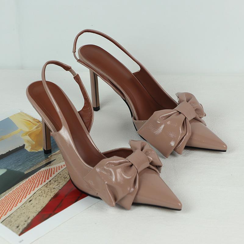 

Мода 2025 Трендовые туфли-стилет с бантом Элегантные свадебные туфли-слингбэки класса люкс Дизайнерские босоножки на супервысоком каблуке для женщин 42