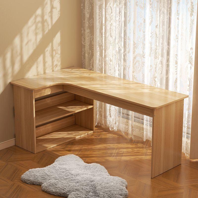 Adjustable Corner Computer Desk with Integrated Bookcase for Home Office or Bedroom Vanity