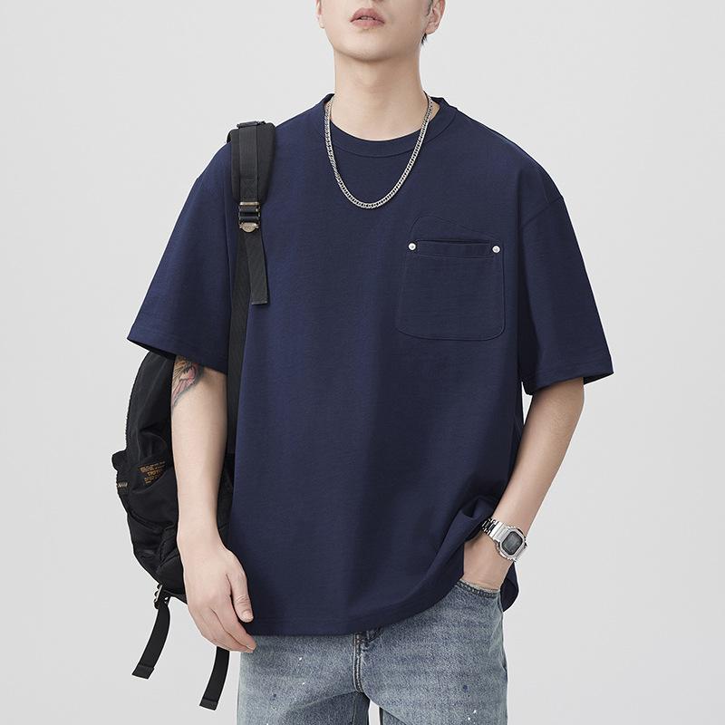 Summer Heavy 300g Retro Short-sleeved T-shirt for Men's National Loose Japanese Casual T-shirt