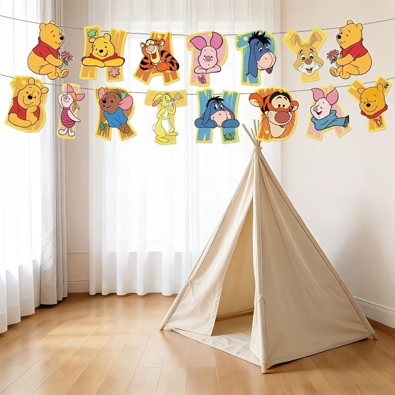 Disney 15-Piece Winnie The Pooh Themed Party Banner Birthday Party Banner Decoration Multifunctional Holiday Flag Room Hanging Decoration
