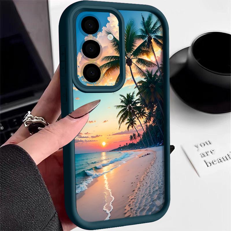 Seaside Coconut Print Case For Samsung A57 A37 A27 A17 S26 Ultra S25 FE A56 A36 A16 A55 A35 A15 A54 5G S21 S22 S23 S24 Plus Shockproof Bumper Cover