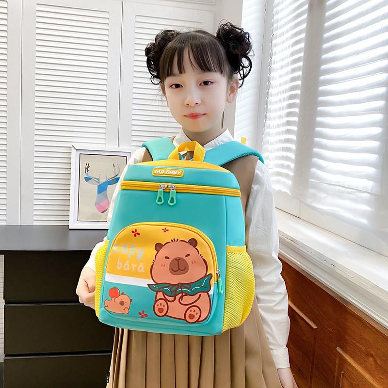 Capybara Space Childrens Backpack With Lightweight Nylon And Color Block Style For Kindergarten Students