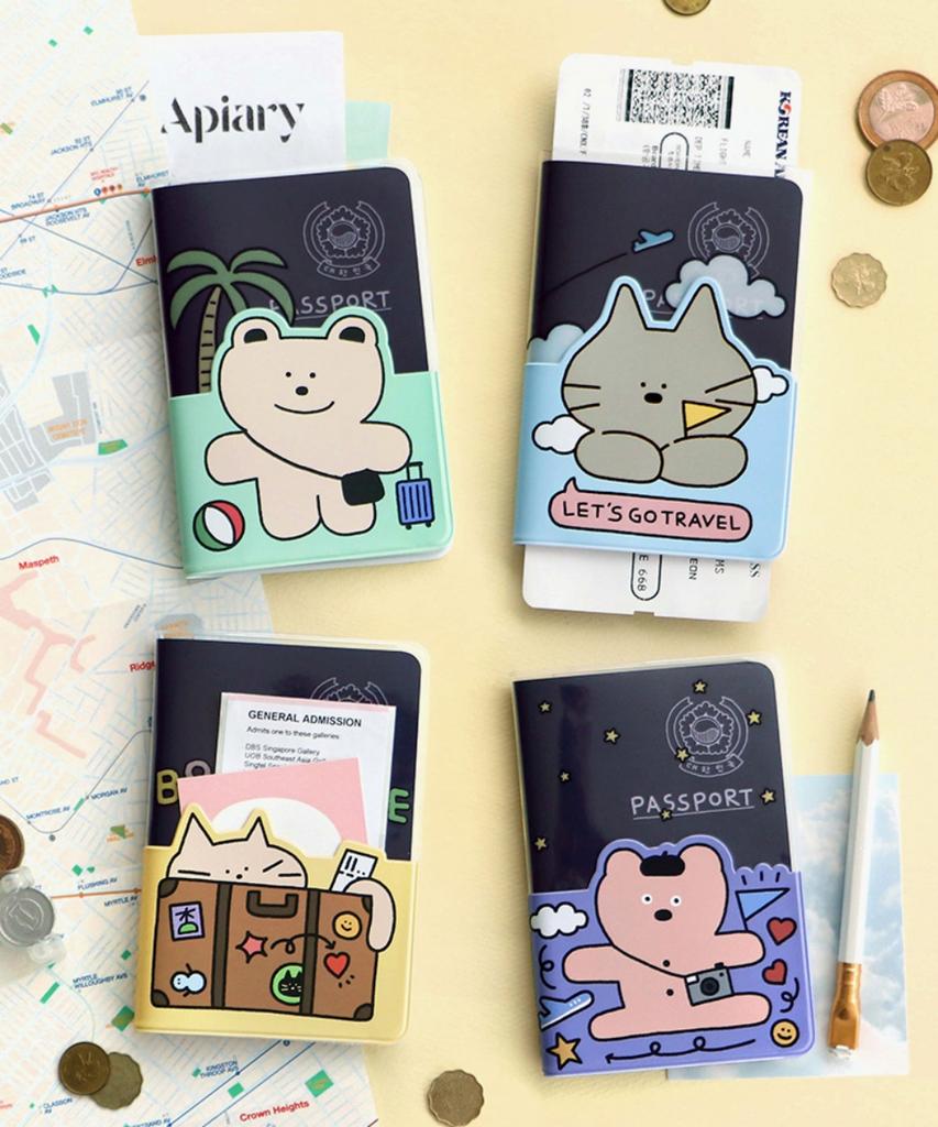 Iconic Doodle Passport Case Name Tag Set 4 Types