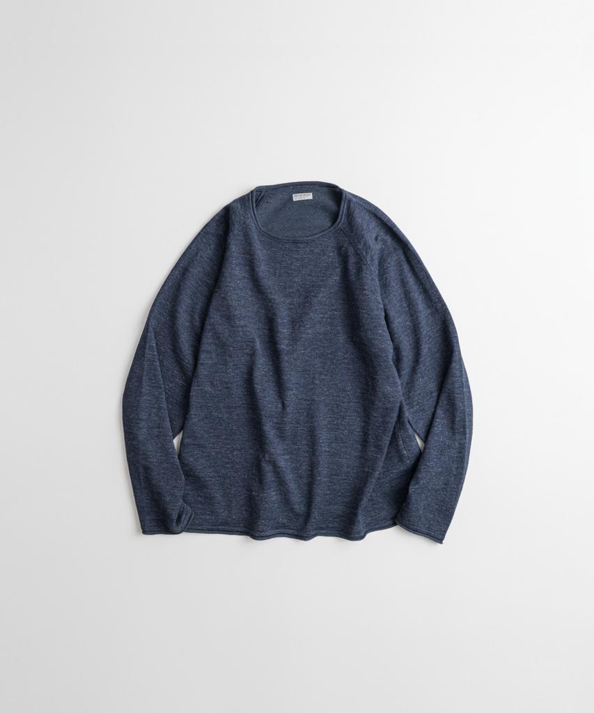 Bihebieo European Flax™ Linen Roll Neck L/S Knit Midnight