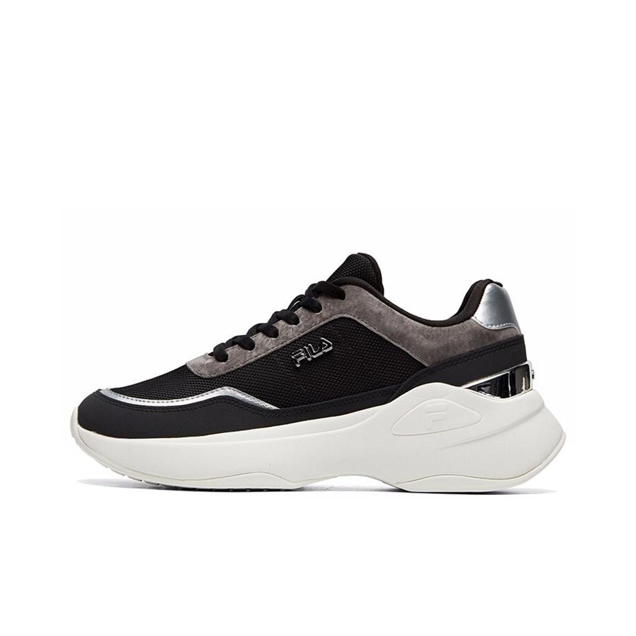 FILA Faux Leather Fabric Comfortable Versatile Shock Absorbing Wear Resistant Low Top Casual Shoes Women sneaker Black Gray F12W114208FBQ