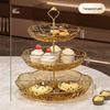 WUHE 3-stöckige transparente goldene Kunststoff-Obstplatte