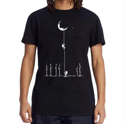 Baumwolle Sommer Freizeit Herren T-Shirt Top Qualität 100% Baumwolle Cool Lustiger Astronauten-Druck Lässig Locker für Herren T-Shirt O-Ausschnitt Top Herren T-Shirt