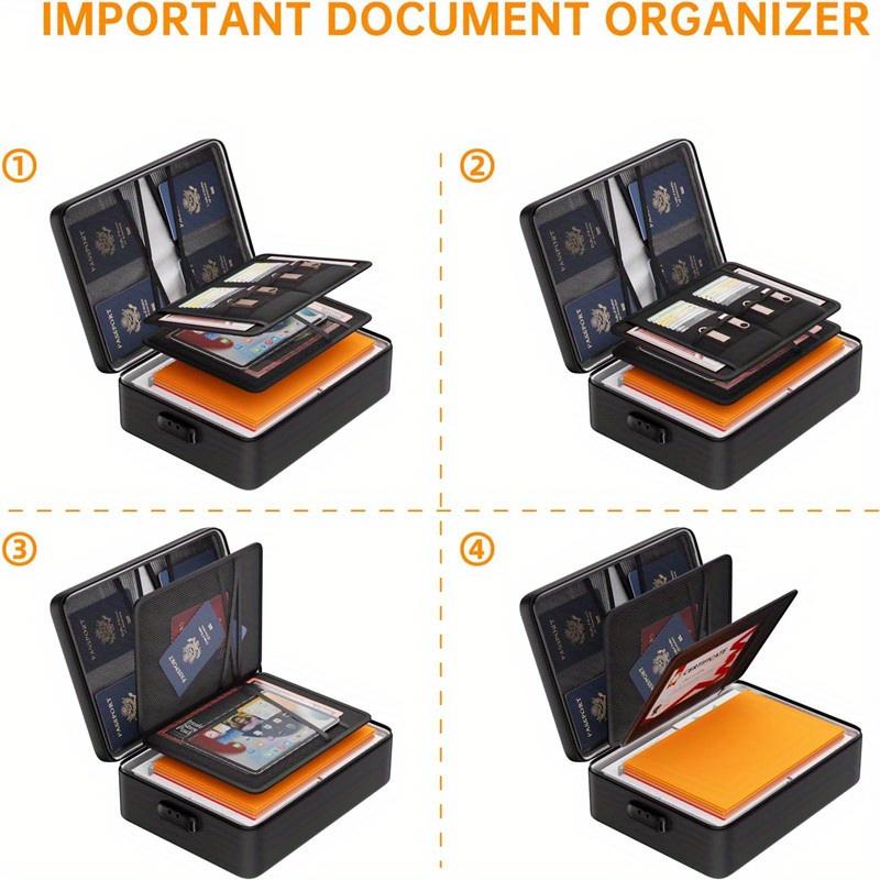 1pc Document Organizer with Lock Upgraded Heat Insulated Fireproof Waterproof 3 Layers File Organizer Portable Safe Storage for Important Documents