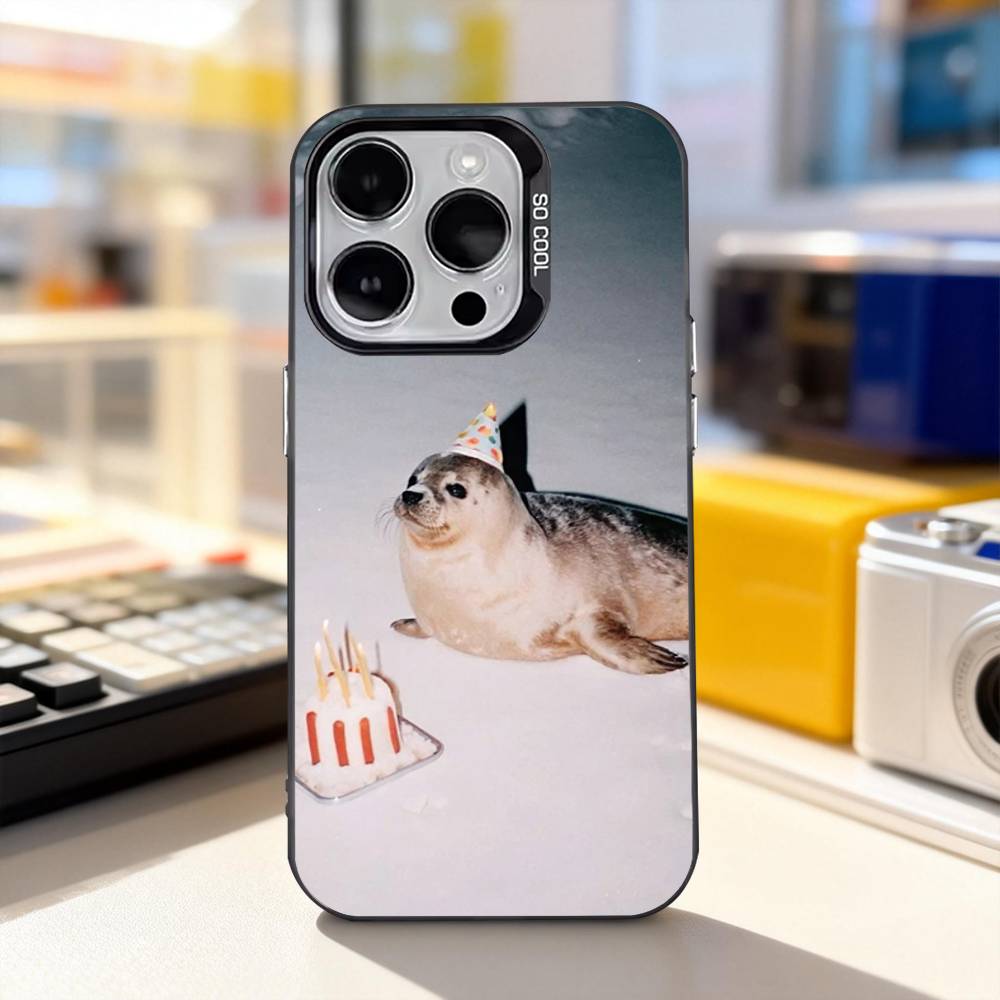

Funny Seal Animal Cute Phone Case For iPhone 17,16,15,14,13,12,11,Pro,XS,Max,Plus,Mini,SE4,E Black Matte Shockproof Cover iPhone13mini
