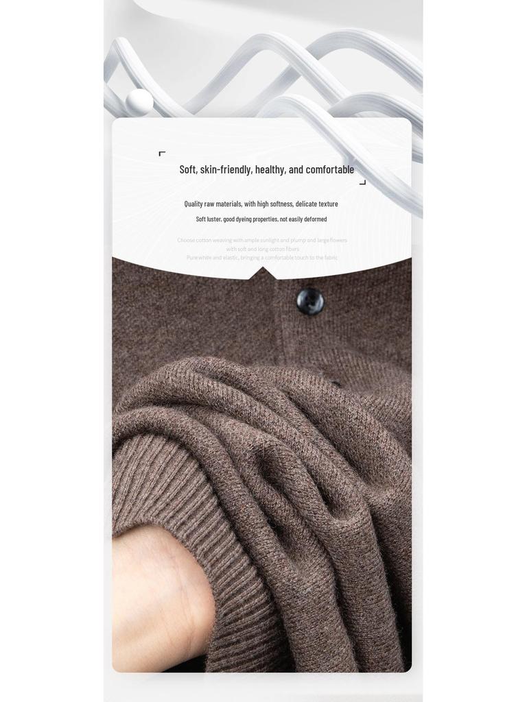 New Arrivals: Men's 100% Pure Wool Thickened Pullover - 400g Winter Sweater for Middle-Aged and Elderly