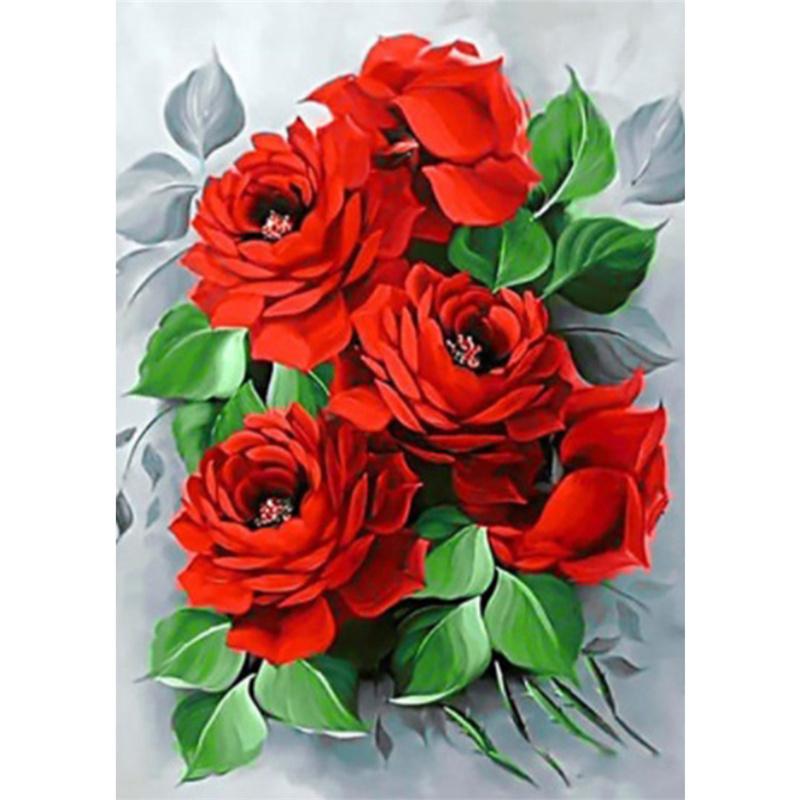 Pictură cu diamant DIY 5D, flori colorate, broderie cu diamante, kit cu punct de cruce, mozaic cu strasuri, decor pentru acasă