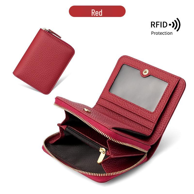 Women's Japanese Mini RFID Leather Wallet: Anti-Theft Card Holder & Zipper Coin Purse