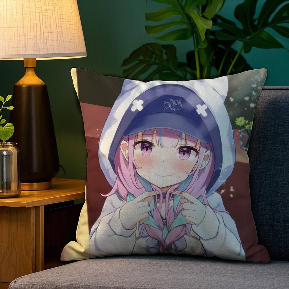 H-Hololive M-Minato Aqua Pillow Case Plush Fabric Soft Double Sided Print Sofa Cushion Cover Throw Pillow Covers
