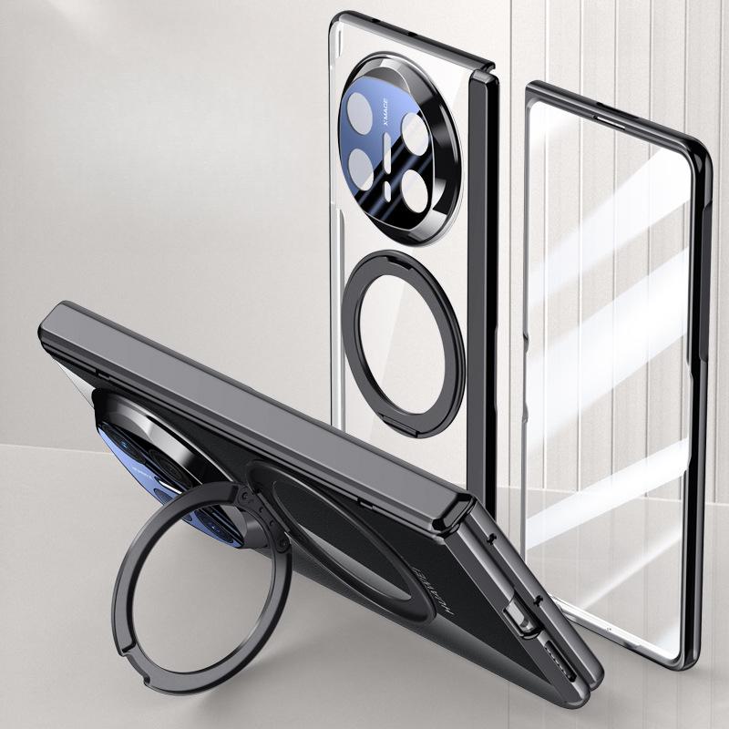 Suitable for Huawei Matex6 Mobile Phone Case Film Integrated Rotating Bracket Magnetically Absorbed Electroplating Transparent Anti-fall Sleeve