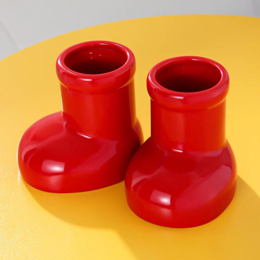 Creative Ceramic Vase Boots Shoe Cute Cartoon Pen Holder Tabletop Storage Ikebana Flower Vase Boots Pot Home Decoration Accessor